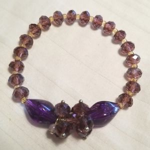 Purple Glass Cluster Bead Bracelet